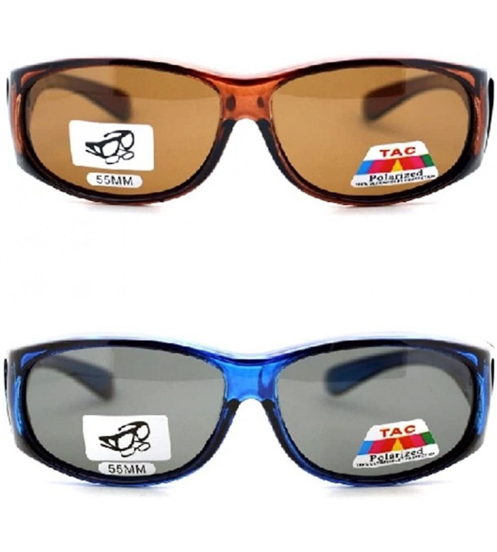 Shield 2 Extra Small Polarized Fit Over Sunglasses Wear Over Eyeglasses - Brown / Blue - CF12LMD5RAH $42.60
