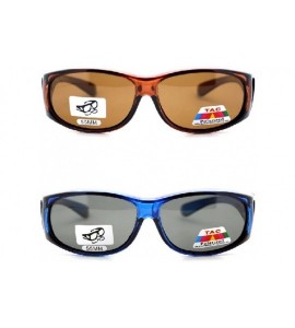 Shield 2 Extra Small Polarized Fit Over Sunglasses Wear Over Eyeglasses - Brown / Blue - CF12LMD5RAH $42.60