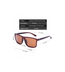 Square Men's Sports Polarized Sunglasses Square Frame Glasses - Brown Lens/Brown Frame - C8186C5MNHY $22.85