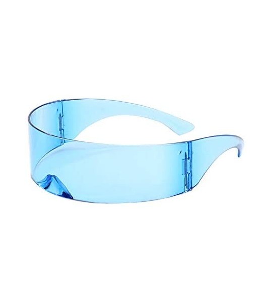 Wrap Futuristic Cyclops Monoblock Shield Mirrored Sunglasses Sunglass Glasses - Blue - CH19D6462K4 $26.51