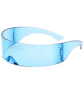 Wrap Futuristic Cyclops Monoblock Shield Mirrored Sunglasses Sunglass Glasses - Blue - CH19D6462K4 $26.51