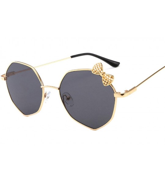 Sport Retro Irregular Hollow Bow Sunglasses for Women Metal PC UV400 Sunglasses - Gold Gray - CN18T2UTHQG $37.60