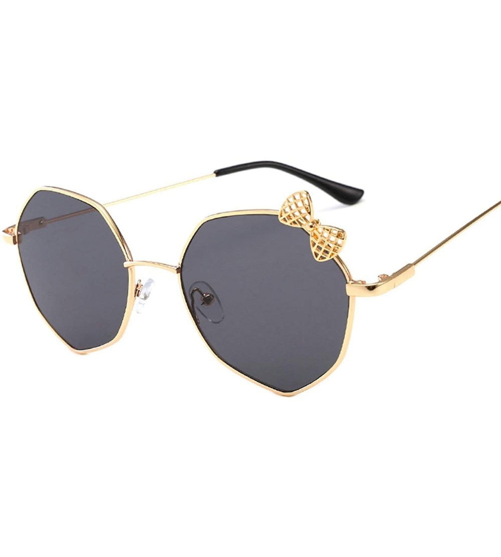 Sport Retro Irregular Hollow Bow Sunglasses for Women Metal PC UV400 Sunglasses - Gold Gray - CN18T2UTHQG $37.60