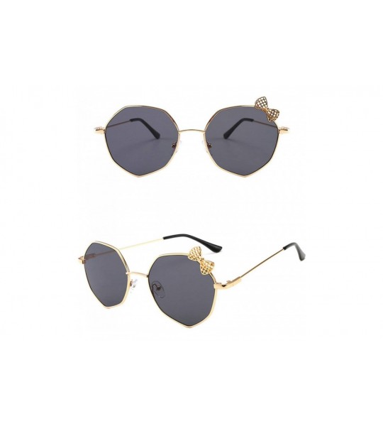 Sport Retro Irregular Hollow Bow Sunglasses for Women Metal PC UV400 Sunglasses - Gold Gray - CN18T2UTHQG $37.60