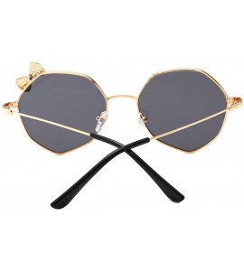 Sport Retro Irregular Hollow Bow Sunglasses for Women Metal PC UV400 Sunglasses - Gold Gray - CN18T2UTHQG $37.60