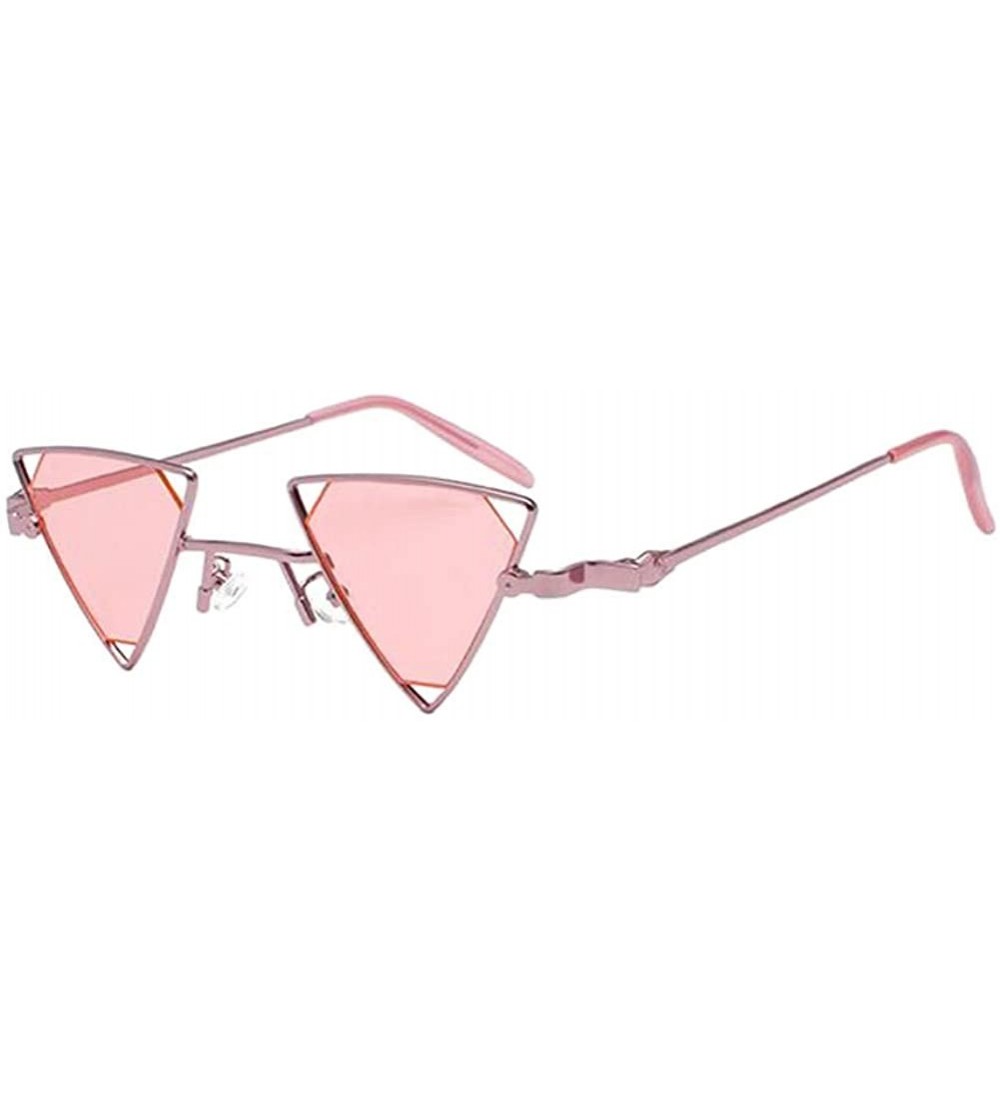 Shield Retro Metal Punk Triangle Frame Polarized UV400 Protection Sunglasses - Pink - CJ18DDI5GN4 $23.91