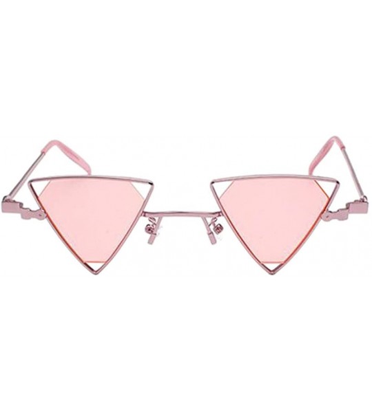 Shield Retro Metal Punk Triangle Frame Polarized UV400 Protection Sunglasses - Pink - CJ18DDI5GN4 $23.91