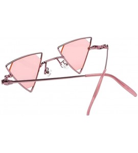 Shield Retro Metal Punk Triangle Frame Polarized UV400 Protection Sunglasses - Pink - CJ18DDI5GN4 $23.91