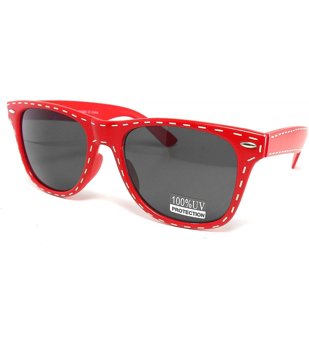 Wayfarer Womens Fashion Red with White Stitches Wayfarer Sunglasses One Pair - CE11IWR4A9B $19.52