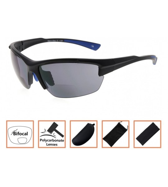 Sport Sports Half-Rim Bifocal Sunglasses Anti-UV Sunglasses for Readers - Black Blue - C3180D2KRCN $40.58