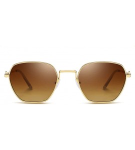 Oval Unisex Sunglasses Retro Gold Grey Drive Holiday Oval Non-Polarized UV400 - Gold Brown - CM18R820YU9 $18.33