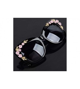 Cat Eye 2020 Luxury Queen Cat Eye Sunglasses for Women Rose Flower Vintage Girls Oversize Design Women Sun glasses - C2 - C51...