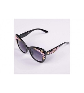 Cat Eye 2020 Luxury Queen Cat Eye Sunglasses for Women Rose Flower Vintage Girls Oversize Design Women Sun glasses - C2 - C51...