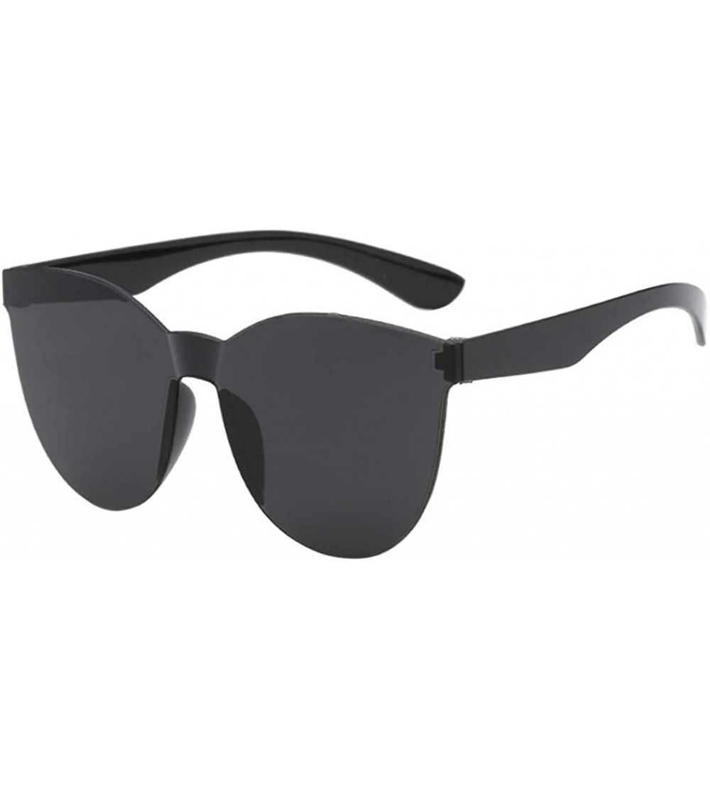 Rimless Fashion Jelly Design Style Sunglasses Sexy Retro Sunglasses Resin Lens Sunglasses - Unisex - Black - CS199Y35OMH $25.82