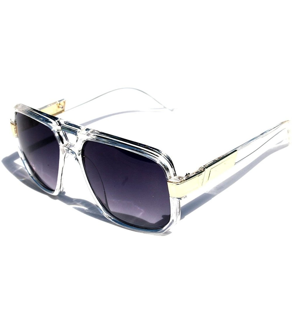 Square Gazelle Swag Square Oversized Sunglasses - Clear & Gold Frame - C5188OW989D $23.80