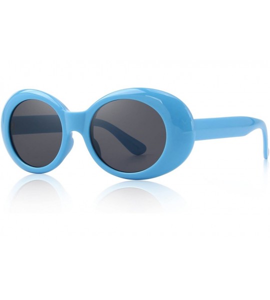 Oversized Goggles Oval Mod Retro Vintage Inspired Women Sunglasses Round Lens S6124 - Blue - CI187ZWWQ44 $21.78