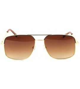 Round Flat Top Straight bridge Thin Frame Temple Round Square Aviator Sunglasses - Brown - C5197U6SHU5 $25.49