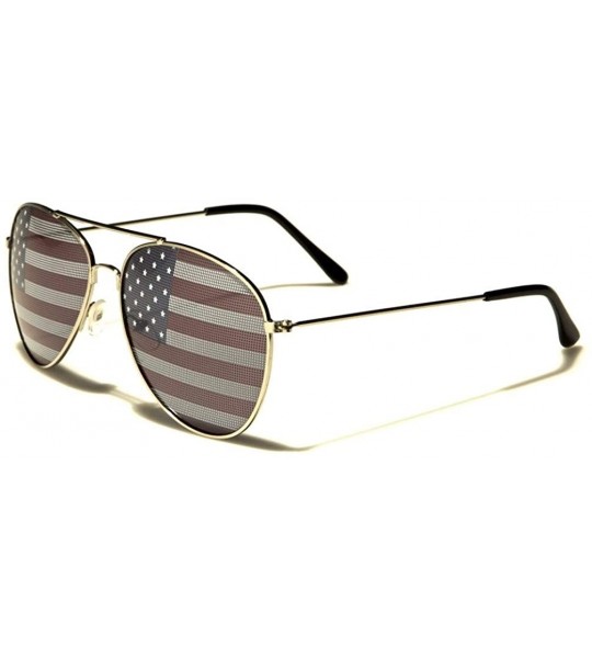 Aviator Silver Aviator Sunglasses American Flag USA Print - CR11P867MPJ $20.10