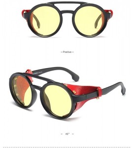 Round Round Punk Sunglasses-Trendy Stud Glasses Men and Women Sunglasses - C6 Sand Black / Yellow Film - CN190848K4I $37.68