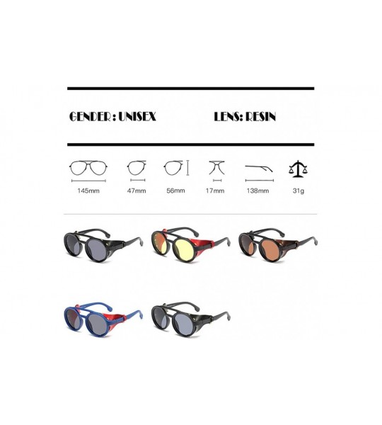 Round Round Punk Sunglasses-Trendy Stud Glasses Men and Women Sunglasses - C6 Sand Black / Yellow Film - CN190848K4I $37.68