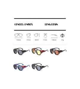 Round Round Punk Sunglasses-Trendy Stud Glasses Men and Women Sunglasses - C6 Sand Black / Yellow Film - CN190848K4I $37.68