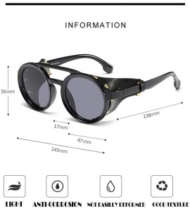 Round Round Punk Sunglasses-Trendy Stud Glasses Men and Women Sunglasses - C6 Sand Black / Yellow Film - CN190848K4I $37.68