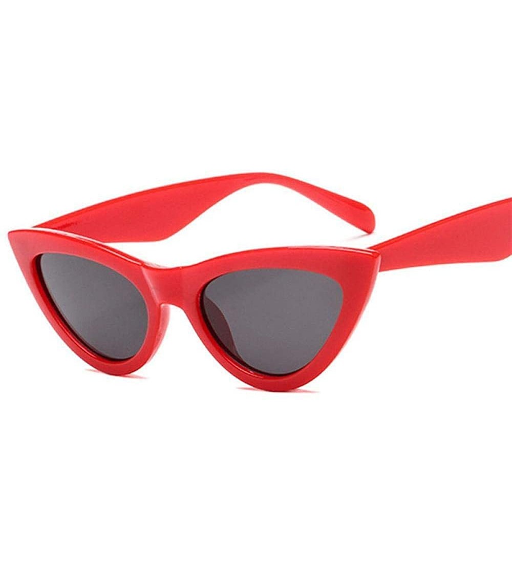 Aviator 2019 Candy Color Cateye Sunglasses Women Small Frame Vintage Sun Black Gray - Red Gray - CR18XQZTQ8A $18.25