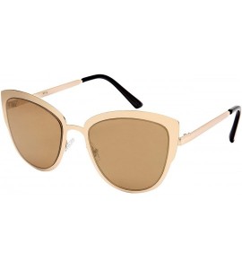 Oval Classic Vintage Cat Eye Sunglasses with Flat Mirrored Lenses 3113-FLREV - Matte Gold - CX182YC4G28 $18.59