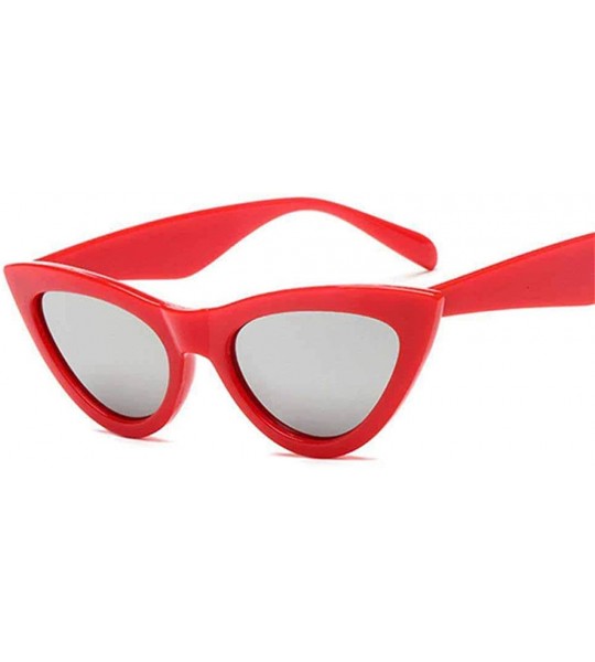 Aviator 2019 Candy Color Cateye Sunglasses Women Small Frame Vintage Sun Black Gray - Red Gray - CR18XQZTQ8A $18.25