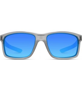 Wrap Polarized Driving Sunglasses - Clear Grey Frame / Mirror Blue Lens - CB18IGIQOZL $27.63