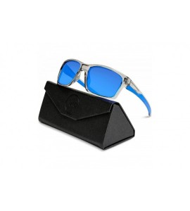 Wrap Polarized Driving Sunglasses - Clear Grey Frame / Mirror Blue Lens - CB18IGIQOZL $27.63