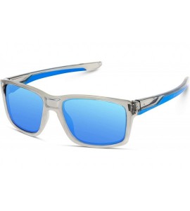 Wrap Polarized Driving Sunglasses - Clear Grey Frame / Mirror Blue Lens - CB18IGIQOZL $27.63