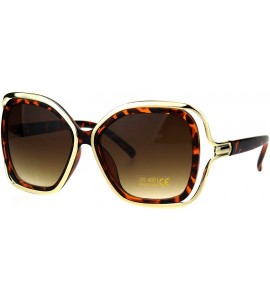 Butterfly Womens Double Rim Frame Butterfly Diva Designer Fashion Sunglasses - Tortoise Gold Brown - CN185GGTKWZ $23.88