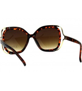 Butterfly Womens Double Rim Frame Butterfly Diva Designer Fashion Sunglasses - Tortoise Gold Brown - CN185GGTKWZ $23.88