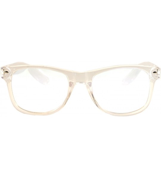 Square Eye-Candy Color Horn Rimmed Clear Frame Spring Hinge Sunglasses A083 A149 - Clear - CE189ZKWR5S $18.89