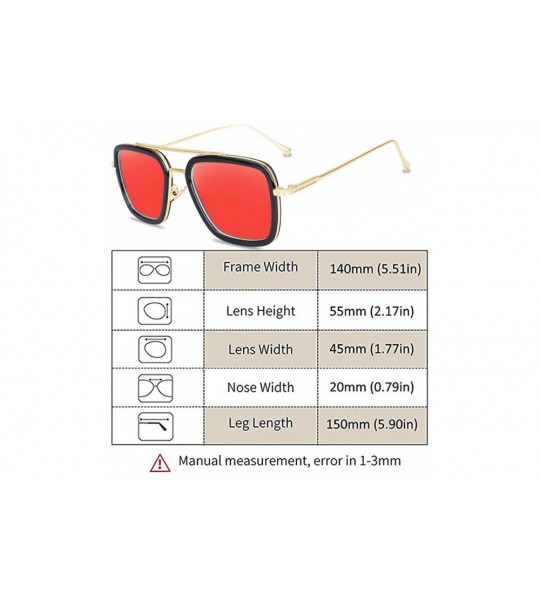 Round Tony Stark Sunglasses Retro Aviator Sunglasses Square Metal Frame Iron Man Sunglasses - CU18UMKHTTA $28.87