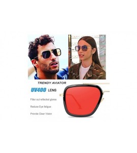 Round Tony Stark Sunglasses Retro Aviator Sunglasses Square Metal Frame Iron Man Sunglasses - CU18UMKHTTA $28.87