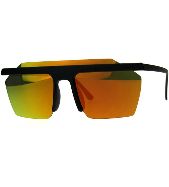 Rimless Mens Rimless Exposed Lens Color Mirror Plastic Frame Flat Top Sunglasses - Black Orange - C5180OQ0O0Z $19.23