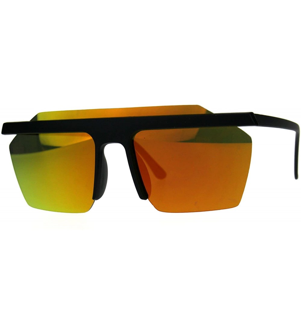 Rimless Mens Rimless Exposed Lens Color Mirror Plastic Frame Flat Top Sunglasses - Black Orange - C5180OQ0O0Z $19.23