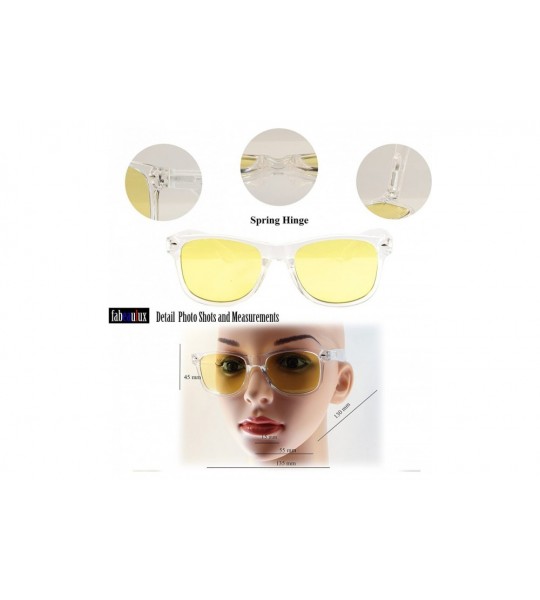 Square Eye-Candy Color Horn Rimmed Clear Frame Spring Hinge Sunglasses A083 A149 - Clear - CE189ZKWR5S $18.89