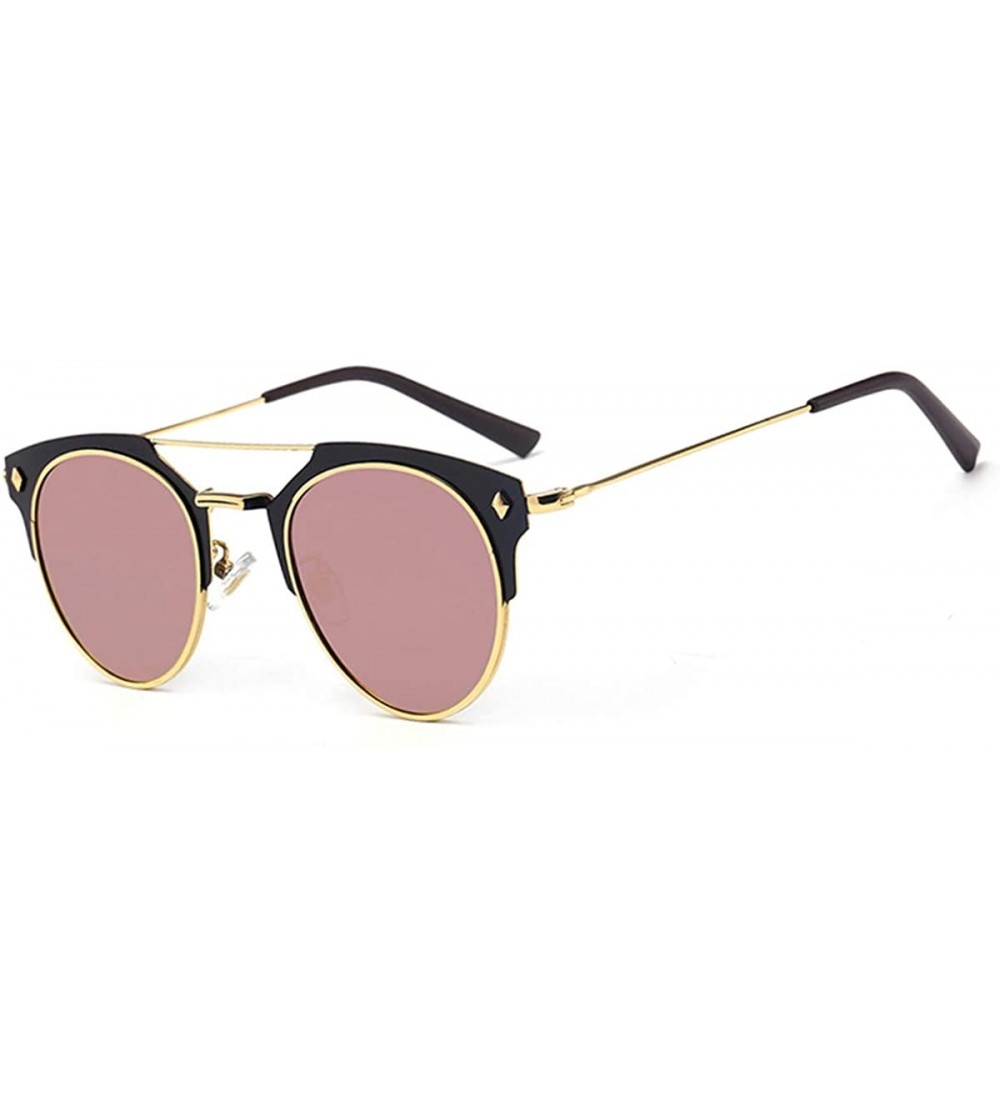 Goggle Classical Small Cateye Light Metal Frame Mirrored Women Polarized Fashion Sunglasses - Golden & Pink - C718GDIR2MN $31.37