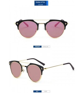 Goggle Classical Small Cateye Light Metal Frame Mirrored Women Polarized Fashion Sunglasses - Golden & Pink - C718GDIR2MN $31.37