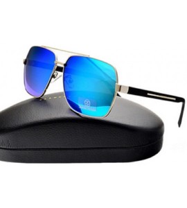 Square Square Sunglasses Men Polarized UV400 Fashion Mirror Sport sun glasses Oversized - Blue - C1189QNC43E $46.94