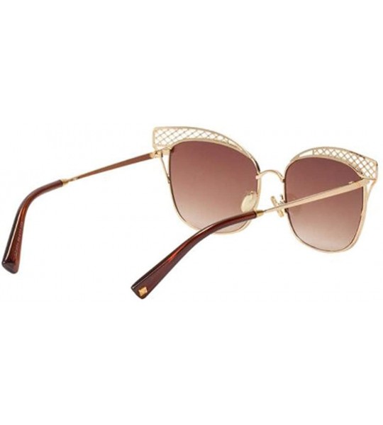 Aviator Women's new sunglasses- fashion metal hollow cat eye sunglasses sunglasses - E - CS18S5C8W0E $80.52