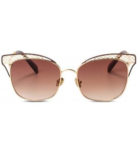 Aviator Women's new sunglasses- fashion metal hollow cat eye sunglasses sunglasses - E - CS18S5C8W0E $80.52