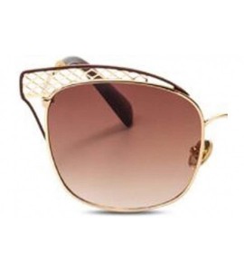 Aviator Women's new sunglasses- fashion metal hollow cat eye sunglasses sunglasses - E - CS18S5C8W0E $80.52