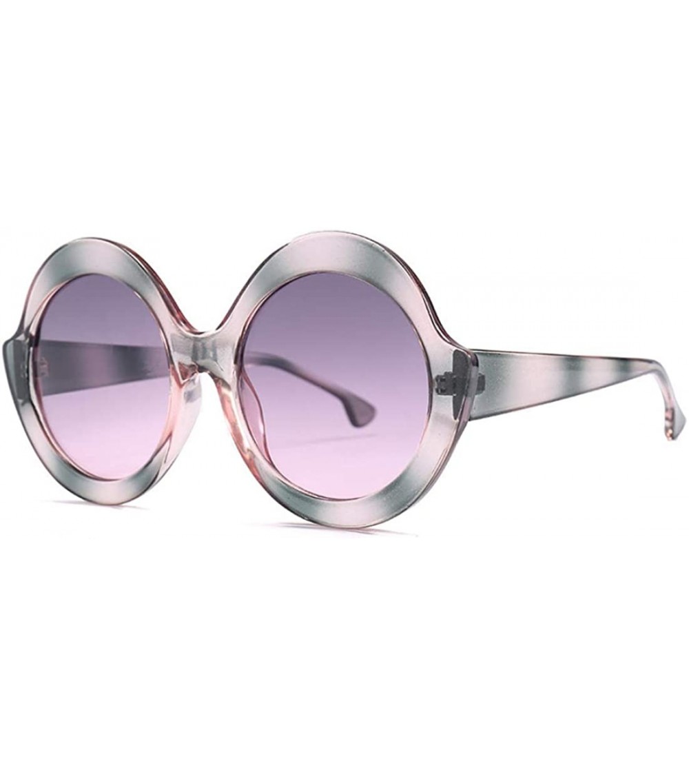 Oversized Oversized Retro Round Sunglasses Candy color Hinge Women Sun Glasses - Gray Green - CO18NO9RX0Y $17.55
