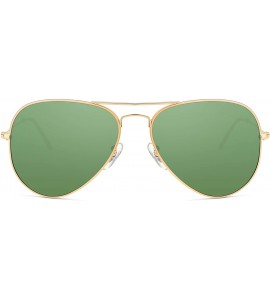 Aviator Crystal Glass Optical Lenses Classic Aviator Sunglasses 3025 - Golden Frame- Dark Green Glass Lenses - C118K498AE8 $3...