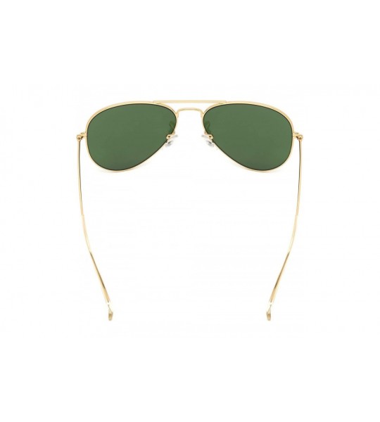 Aviator Crystal Glass Optical Lenses Classic Aviator Sunglasses 3025 - Golden Frame- Dark Green Glass Lenses - C118K498AE8 $3...