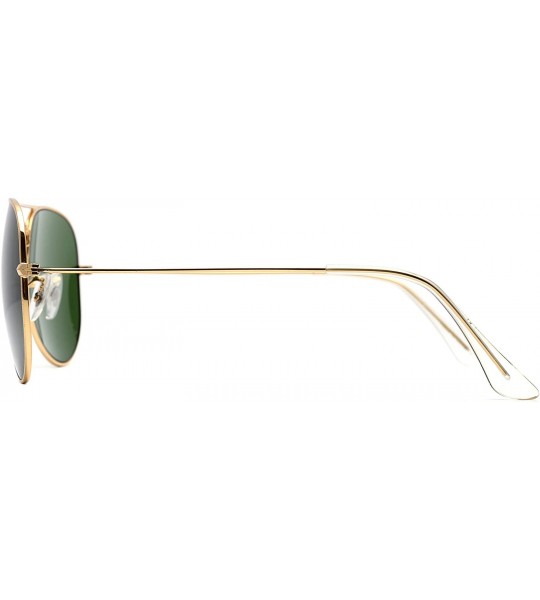 Aviator Crystal Glass Optical Lenses Classic Aviator Sunglasses 3025 - Golden Frame- Dark Green Glass Lenses - C118K498AE8 $3...